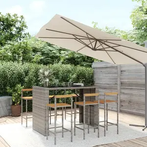 vidaXL Ensemble de bar jardin 7 pcs gris poly rotin/bois massif acacia pas cher