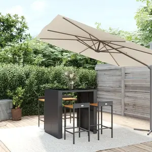 vidaXL Ensemble de bar jardin 5 pcs noir poly rotin/bois massif acacia pas cher