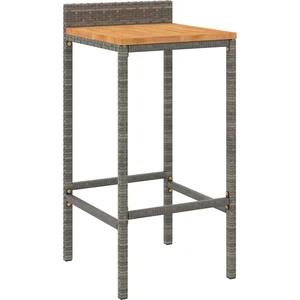 Comparateur de prix : vidaXL Ensemble de bar jardin 9 pcs gris poly rotin/bois massif acacia