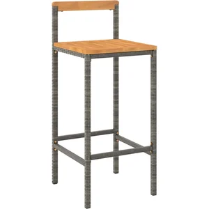 vidaXL Ensemble de bar jardin 9 pcs gris poly rotin/bois massif acacia pas cher