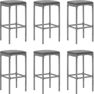 vidaXL Ensemble de bar de jardin 7 pcs avec coussins gris poly rotin