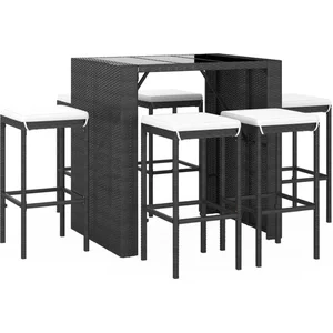 vidaXL Ensemble de bar de jardin 7 pcs avec coussins noir poly rotin pas cher