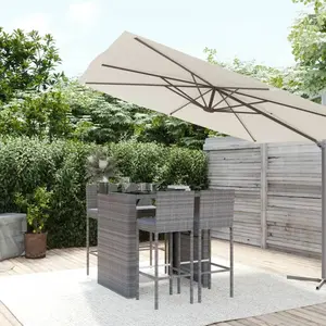 vidaXL Ensemble de bar de jardin 5 pcs avec coussins gris poly rotin pas cher