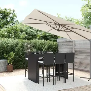 vidaXL Ensemble de bar de jardin 7 pcs avec coussins noir poly rotin pas cher