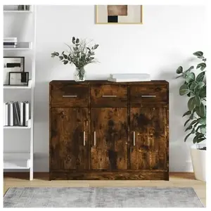 vidaXL Buffet chêne fumé 91x28x75 cm bois d'ingénierie