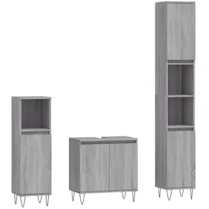 vidaXL Ensemble d'armoires de salle de bain 3 pcs sonoma gris pas cher