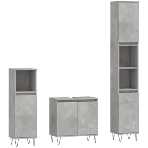 vidaXL Ensemble d'armoires de salle de bain 3 pcs gris bétonVendu parfnac-be