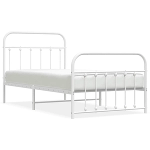 vidaXL Cadre de lit métal avec tête de lit/pied de lit blanc 200x200cm pas cher