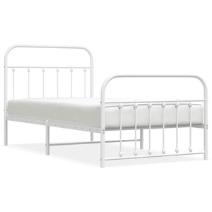 vidaXL Cadre de lit métal avec tête de lit/pied de lit blanc 100x190cm pas cher