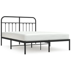 vidaXL Cadre de lit métal avec tête de lit noir 140x200 cm pas cher