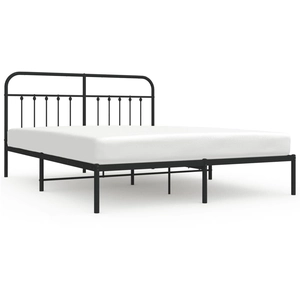 vidaXL Cadre de lit métal avec tête de lit noir 183x213 cm pas cher