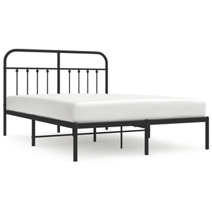 vidaXL Cadre de lit métal avec tête de lit noir 140x190 cm pas cher