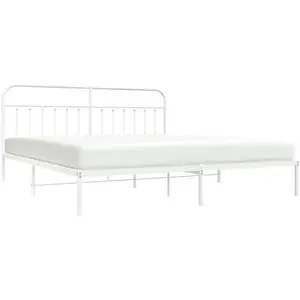 vidaXL Cadre de lit métal avec tête de lit blanc 200x200 cm pas cher