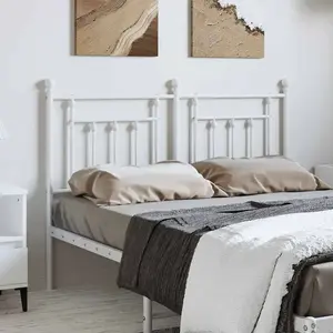 vidaXL Tête de lit métal blanc 135 cm pas cher