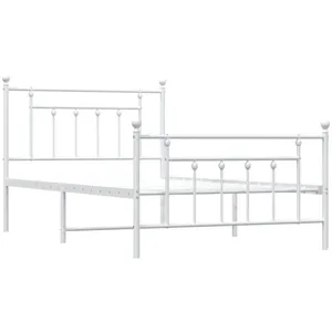 vidaXL Cadre de lit métal sans matelas et pied de lit blanc 107x203 cm pas cher