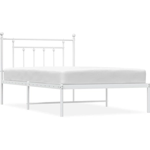 vidaXL Cadre de lit métal avec tête de lit blanc 107x203 cm