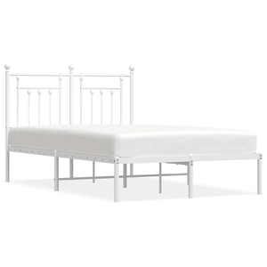 vidaXL Cadre de lit métal avec tête de lit blanc 135x190 cm pas cher