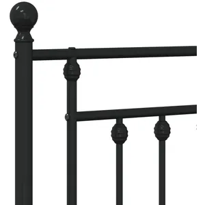 vidaXL Cadre de lit métal avec tête de lit/pied de lit noir 135x190 cm pas cher
