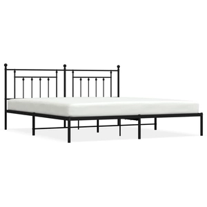 vidaXL Cadre de lit métal avec tête de lit noir 193x203 cm pas cher