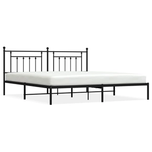 vidaXL Cadre de lit métal avec tête de lit noir 200x200 cm pas cher