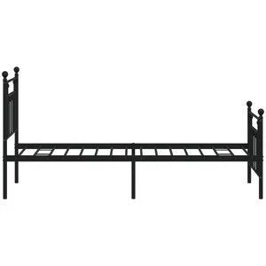 vidaXL Cadre de lit métal avec tête de lit/pied de lit noir 75x190 cm pas cher