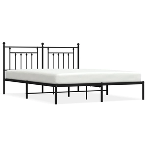 vidaXL Cadre de lit métal avec tête de lit noir 180x200 cm pas cher