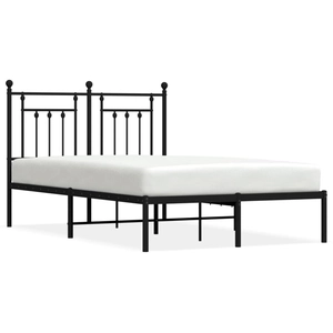 vidaXL Cadre de lit métal avec tête de lit noir 135x190 cm pas cher