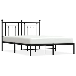 vidaXL Cadre de lit métal avec tête de lit noir 140x190 cm pas cher