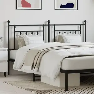 vidaXL Tête de lit métal noir 160 cm pas cher
