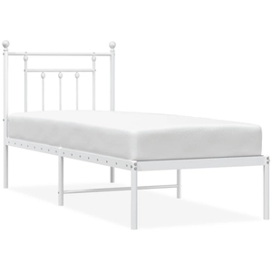 vidaXL Cadre de lit métal sans matelas avec tête de lit blanc 75x190cm pas cher