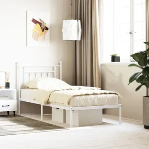 vidaXL Cadre de lit métal avec tête de lit blanc 80x200 cm pas cher