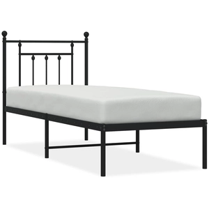 vidaXL Cadre de lit métal avec tête de lit noir 75x190 cm pas cher
