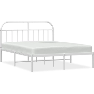 vidaXL Cadre de lit métal avec tête de lit blanc 150x200 cm pas cher