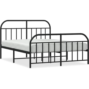 vidaXL Cadre de lit métal avec tête de lit/pied de lit noir 140x200 cm pas cher