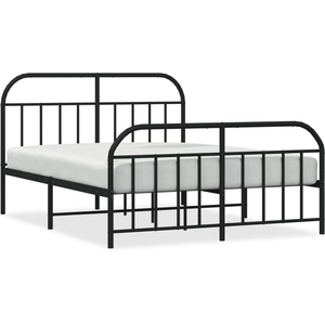 vidaXL Cadre de lit métal avec tête de lit/pied de lit noir 150x200 cm pas cher