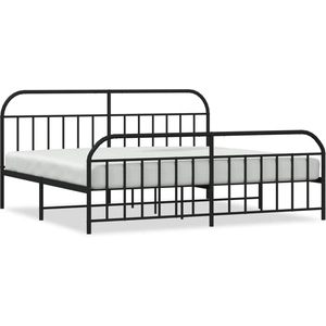 vidaXL Cadre de lit métal avec tête de lit/pied de lit noir 193x203 cm pas cher