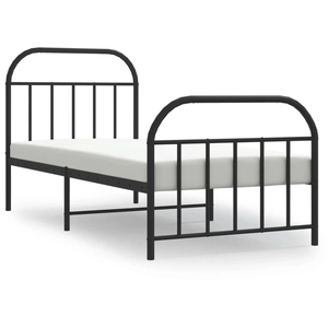 vidaXL Cadre de lit métal avec tête de lit/pied de lit noir 90x190 cm pas cher