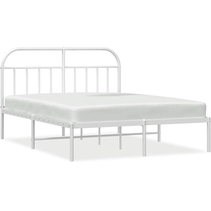 vidaXL Cadre de lit métal avec tête de lit blanc 193x203 cm pas cher