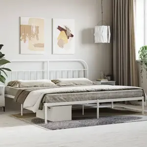 vidaXL Cadre de lit métal avec tête de lit blanc 200x200 cm pas cher