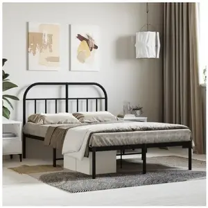 vidaXL Cadre de lit métal avec tête de lit noir 120x200 cm pas cher