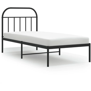 vidaXL Cadre de lit métal avec tête de lit noir 90x190 cm pas cher