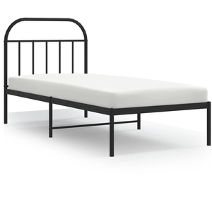 vidaXL Cadre de lit métal avec tête de lit noir 90x200 cm pas cher