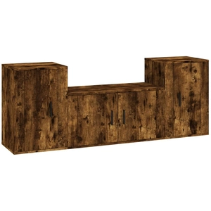 vidaXL Ensemble de meubles TV 3 pcs Chêne fumé Bois d'ingénierie pas cher