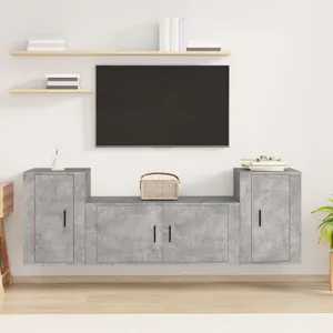 Comparateur de prix : vidaXL Ensemble de meubles TV 3 pcs Gris béton Bois d'ingénierie