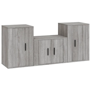 vidaXL Ensemble de meubles TV 3 pcs Sonoma gris Bois d'ingénierie pas cher