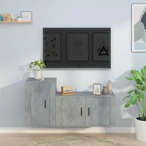 vidaXL Ensemble de meubles TV 2 pcs gris béton bois d'ingénierie pas cher