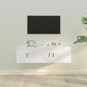 vidaXL Ensemble de meubles TV 2 pcs Blanc Bois d'ingénierie pas cher