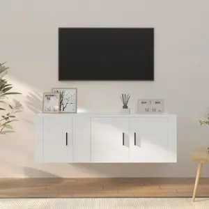 vidaXL Ensemble de meubles TV 2 pcs Blanc Bois d'ingénierie pas cher