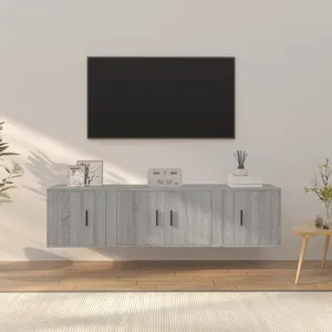 vidaXL Ensemble de meubles TV 3 pcs Sonoma gris Bois d'ingénierie pas cher