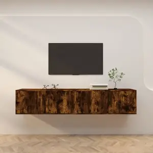Meubles tv muraux 2 pcs chêne fumé 100x34,5x40 cm vidaXL - Chêne fumé pas cher